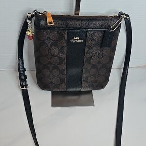 Coach Signature Brown and Black Crossbody Bag